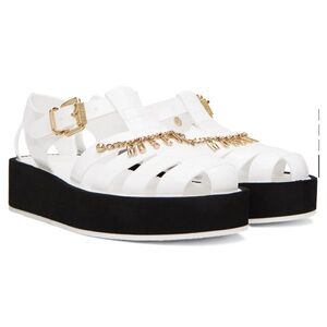 Moschino Women's White and Black Platform Sandals